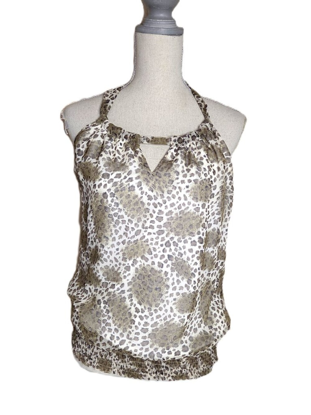 Women's Day Trip Small Leopard Animal Print Halter Top Blouse Shirt